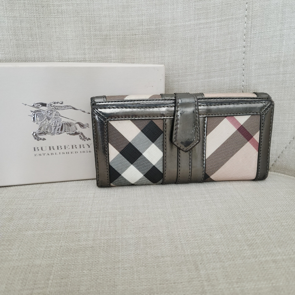 Burberry Multicolor And Bronze Checkered Pattern  Wallet